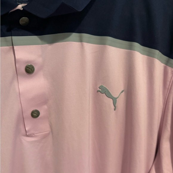 PUMA BONDED COLORBLOCK GOLF POLO NAVY PINK SZ LARGE - Picture 3 of 14